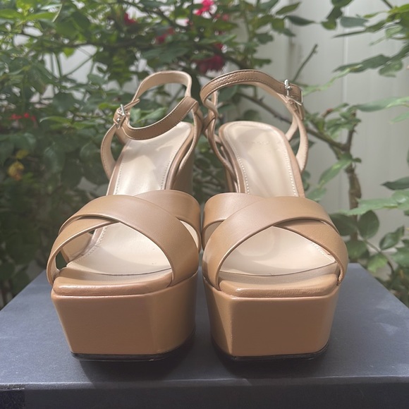 Theory - Platform Wedge Sandal in Leather - Dark Nude Size: 10 - Picture 9 of 16